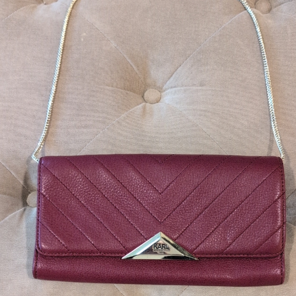 Karl Lagerfeld Plum Quilted Clutch